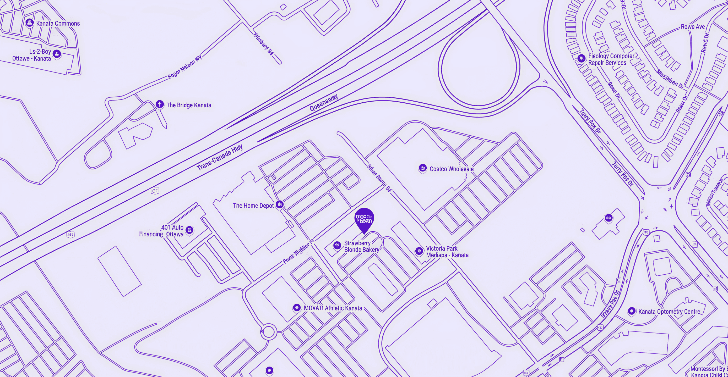 Map showing Moo & Bean location